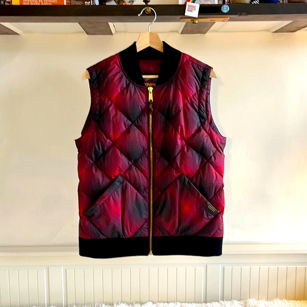 Eddie Bauer Originals “Skyliner” Bomber Vest, Red Plaid, Size Large